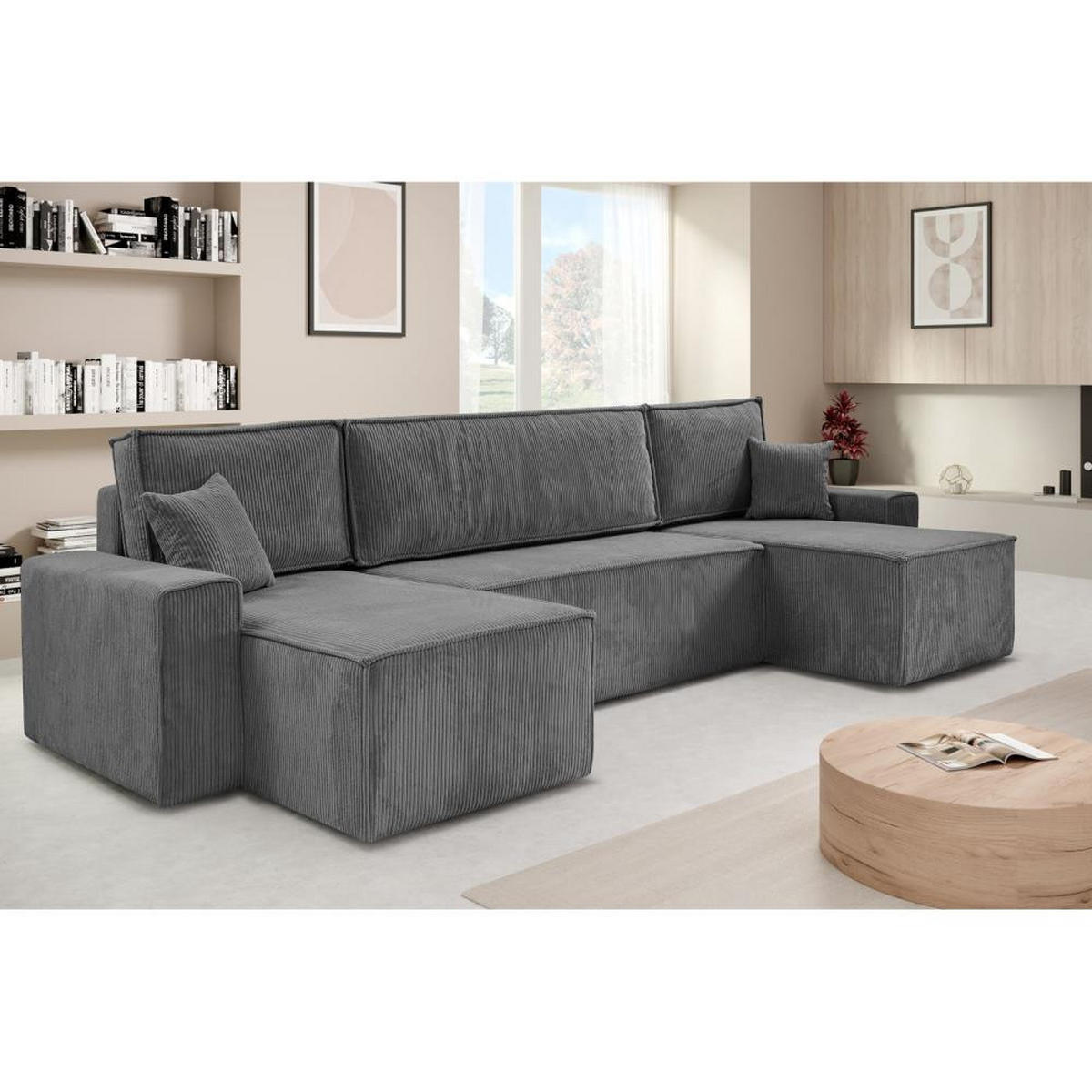 WOHNLANDSCHAFT Hektor U mit Schlaffunktion grau - Grau, Textil (318/94/152cm) - Beautysofa