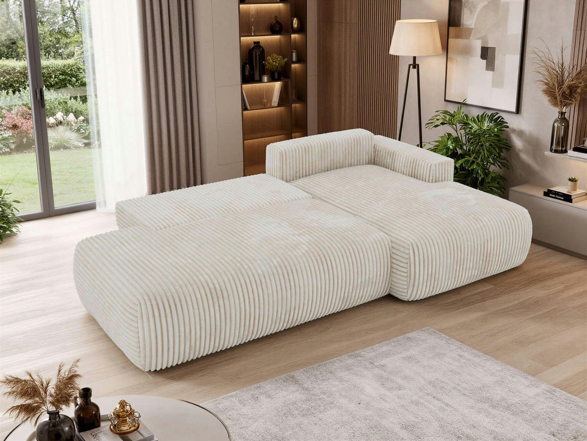 ROHOVÁ SEDAČKA TAREN L Béžová Manšestr - pravá strana - čierna/béžová, textil/plast (292/170cm) - MKS