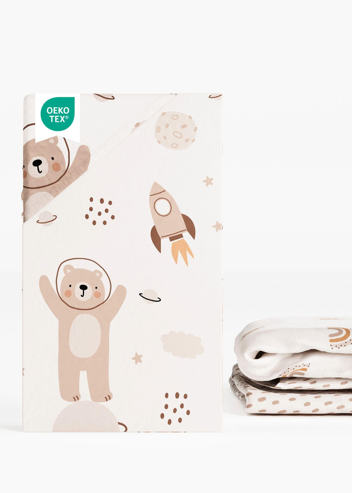 SPANNBETTLAKEN Organic Space Adventure 75x100 cm | Spannbetttuch für Laufgitter & Babymatratzen - Beige/Braun, Textil (75/100cm) - Sämann – make a difference.