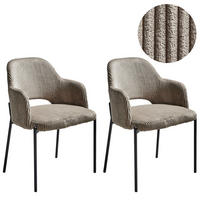 ESSZIMMERSTUHL 2er-Set Cord Taupe Raton - Taupe, Textil (53/81/55cm) - Beliani