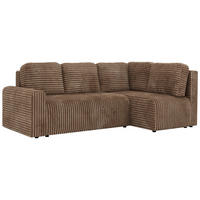 ECKSOFA NESSARO COR L - Braun Cord - Rechts - Schwarz/Braun, Kunststoff/Textil (240/151cm) - MKS