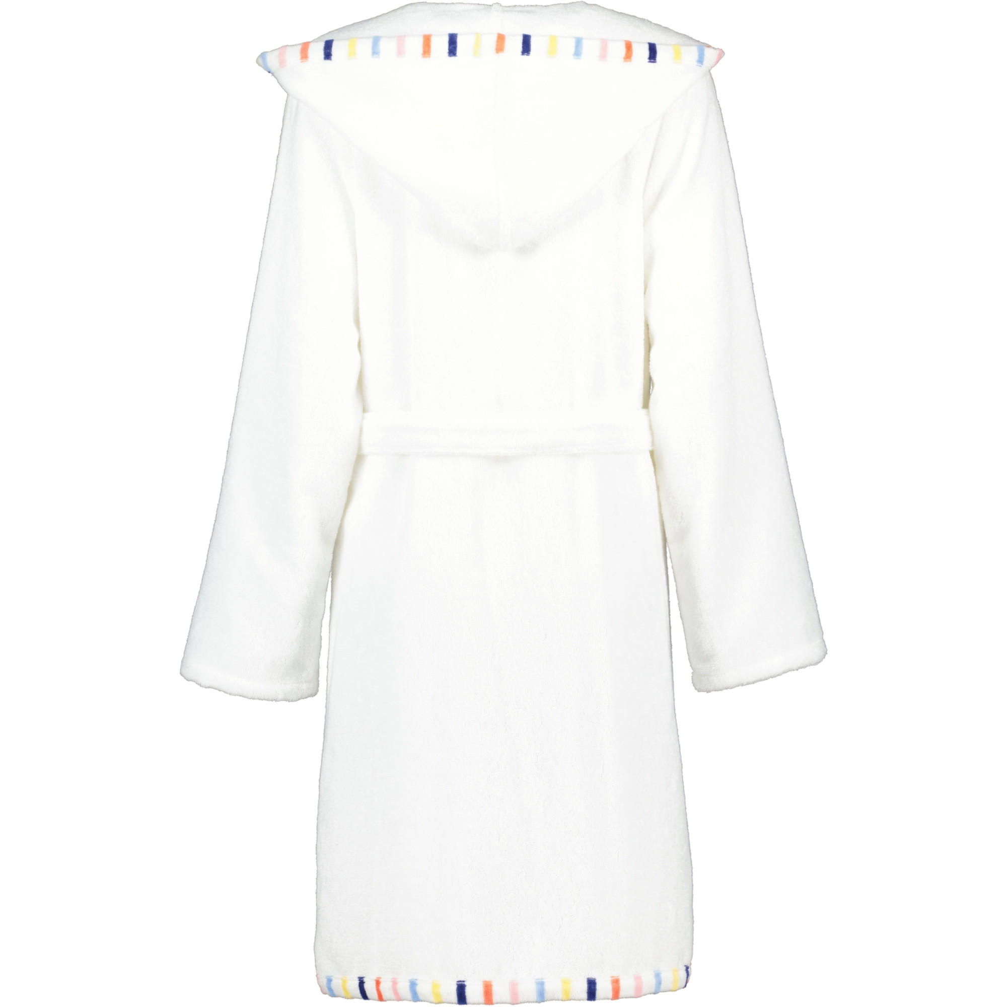 BADEMANTEL DAMEN KURZMANTEL MIT KAPUZE UNI MIT BORTE 3345 WEISS - 662 - Weiß, Textil (Snull) - Cawoe