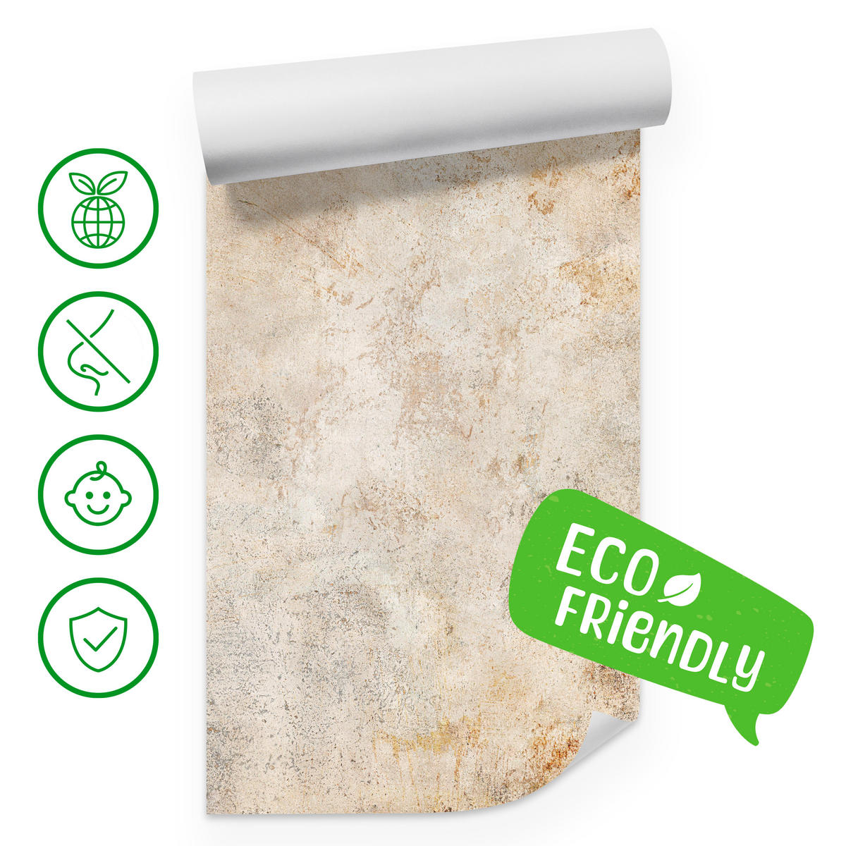 FOTOTAPETE für Wohnzimmer Minimal Beige Betonwand 300x210 - Gelb/Beige, Papier (300/210cm) - Muralo