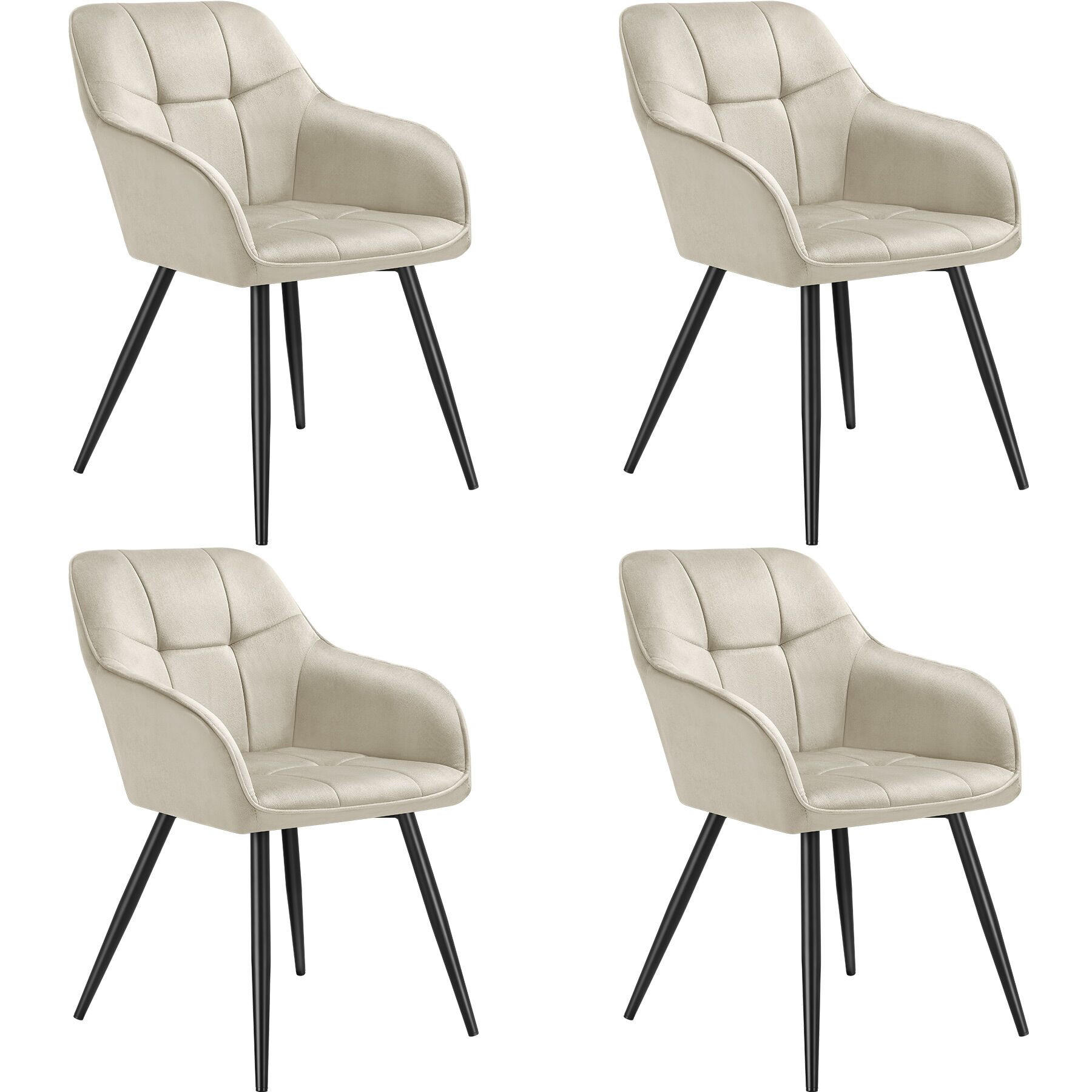 ESSZIMMERSTUHL 4er Set Marilyn 58 x 62 x 82 cm creme/schwarz - Creme/Schwarz, Kunststoff (58/82/62cm) - tectake