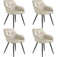 ESSZIMMERSTUHL 4er Set Marilyn 58 x 62 x 82 cm creme/schwarz - Creme/Schwarz, Kunststoff (58/82/62cm) - tectake