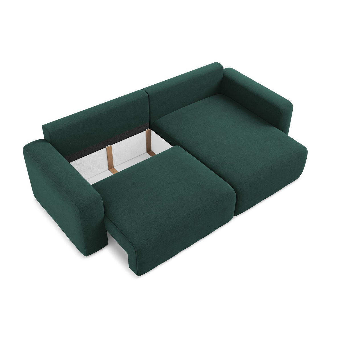 ECKSOFA mit Schlaffunktion rechts Strukturstoff Stoff Grün - Dunkelgrün/Schwarz, Kunststoff/Textil (244/149cm) - LaMiaSofa