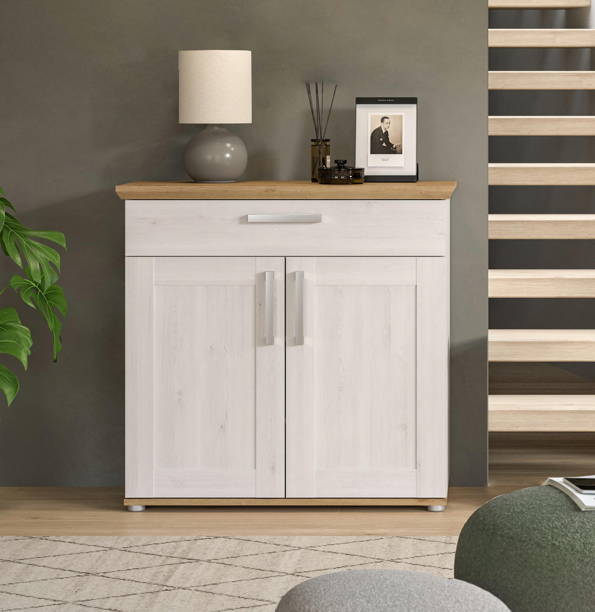 SCHUHSCHRANK Verona Garderobe in Sibiu Lärche Nb. und Artisan Eiche Nb. B/H/T: 95x92x39 cm - Lärchefarben, Holzwerkstoff (90/88/37cm)