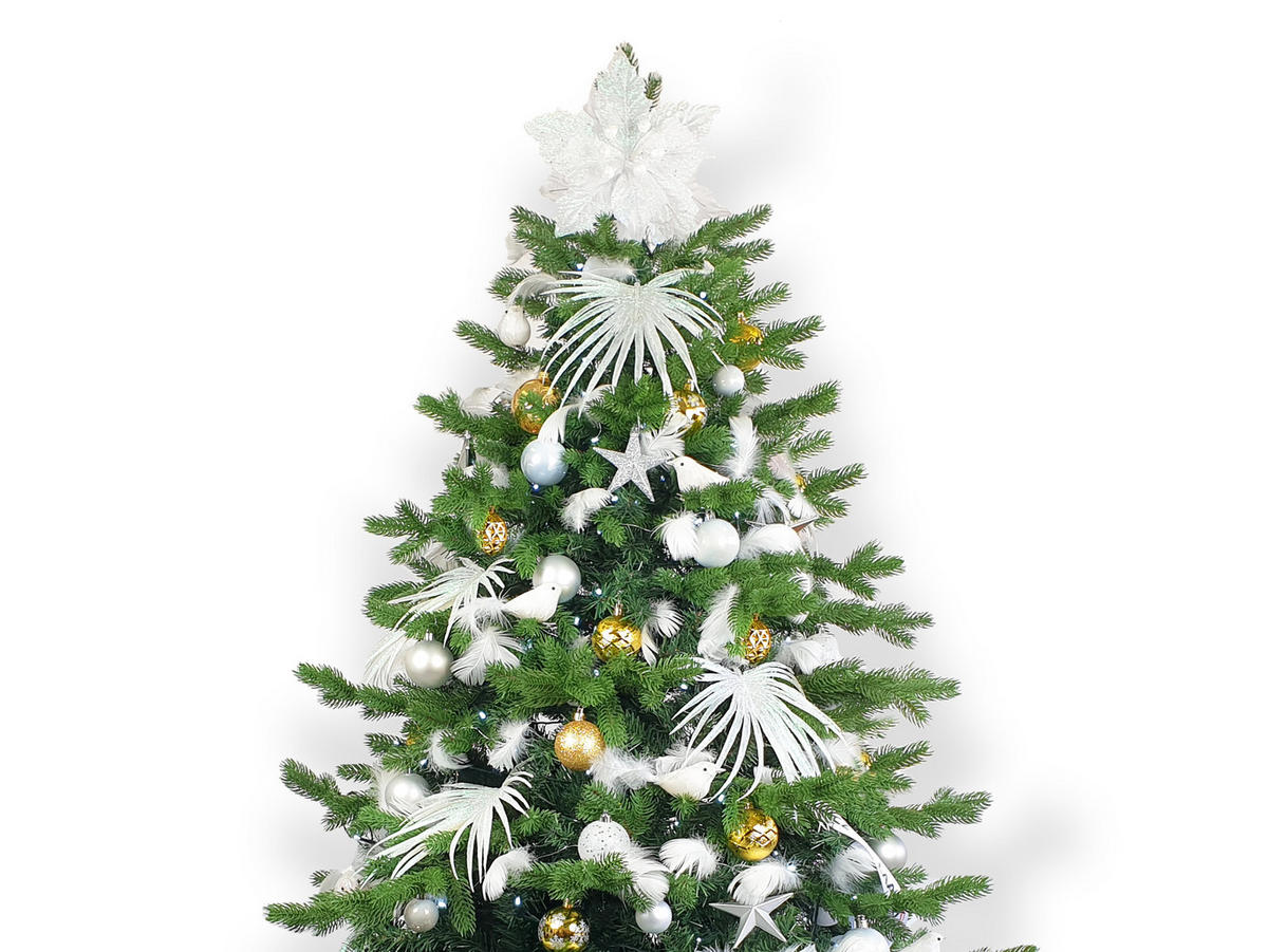 LAALU CHRISTBAUMKUGEL-SET 222 Stück im Karton POLAR GOLD für Weihnachtsbäume 300-450 cm - Rot/Silberfarben, Glas/Kunststoff (60/50/80cm) - LAALU