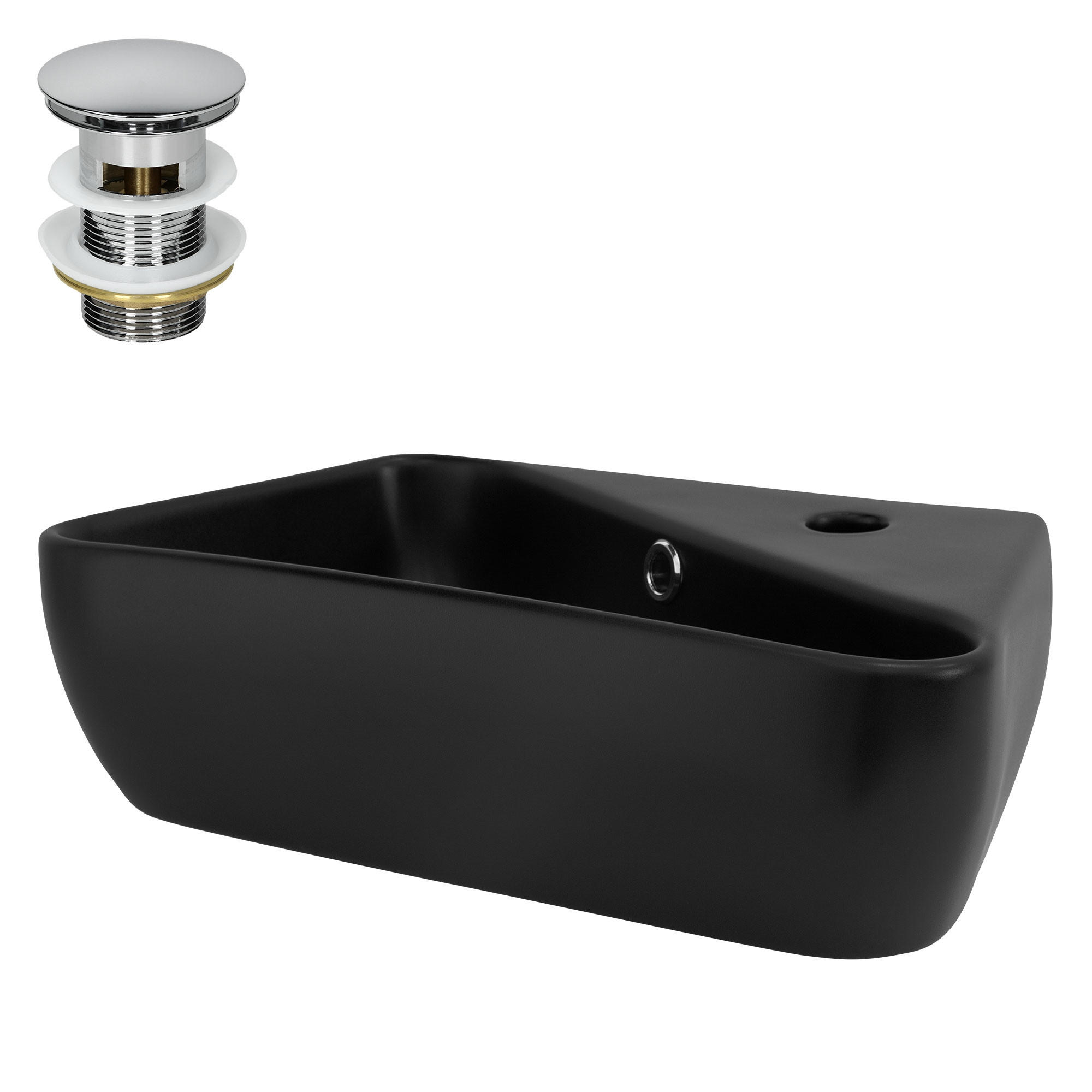 WASCHBECKEN - Schwarz, Keramik (27/13/45cm) - ML-DESIGN
