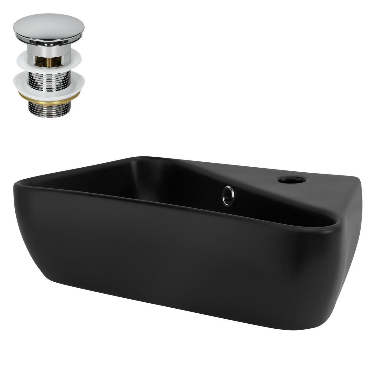 WASCHBECKEN - Schwarz, Keramik (27/13/45cm) - ML-DESIGN