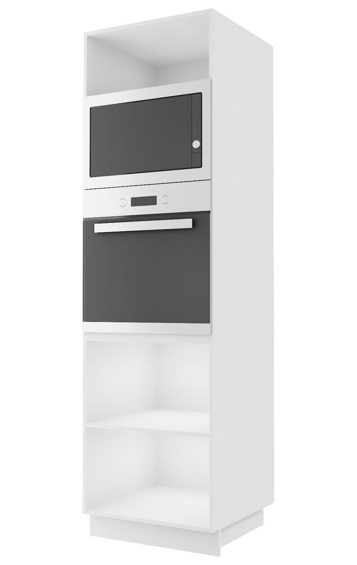 BACKOFENUMBAUSCHRANK Essen D14/RU/60/207 Schwarz Hochglanz / Weiß Matt 60 / 59 / 207cm - Schwarz Hochglanz/Schwarz, Holz/Holzwerkstoff (60/207/59cm) - Feldmann-Wohnen