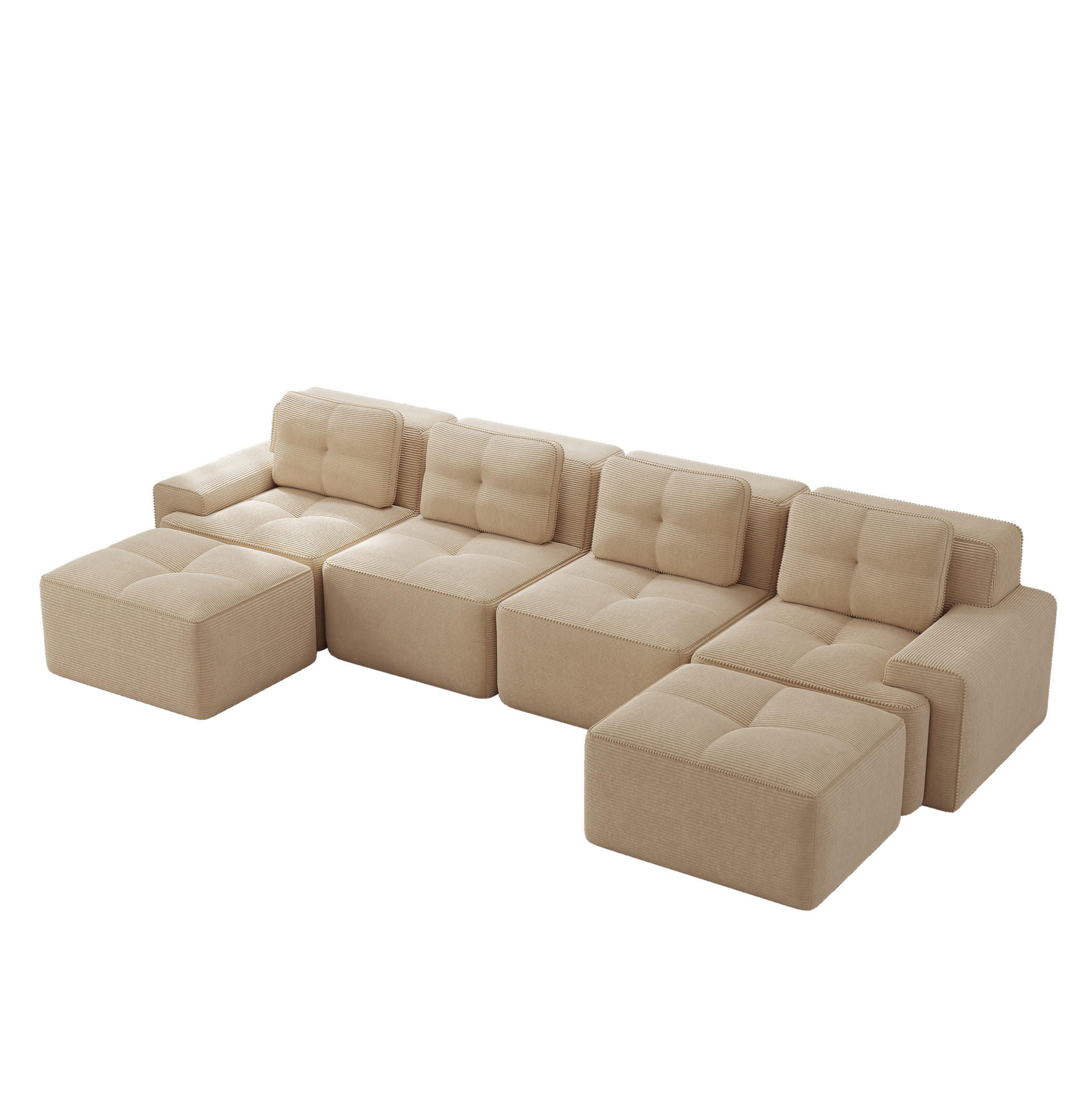 Flora Grace Wohnlandschaft Beige 177x69x382 cm