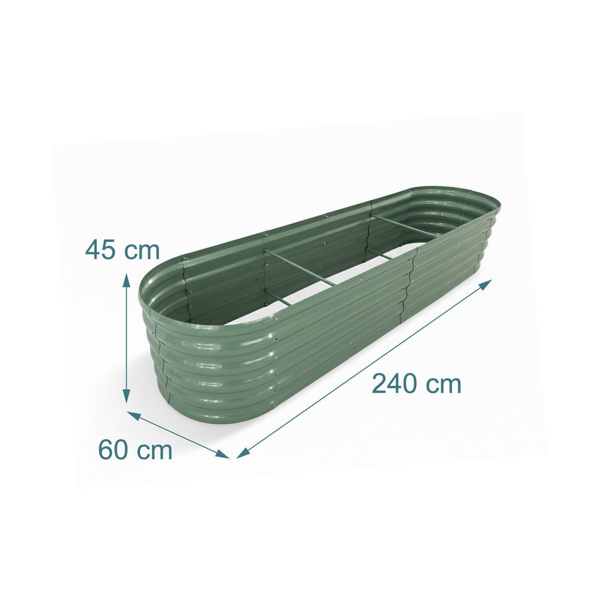 HOCHBEET - Türkis, Metall (60/240/45cm) - Relaxdays