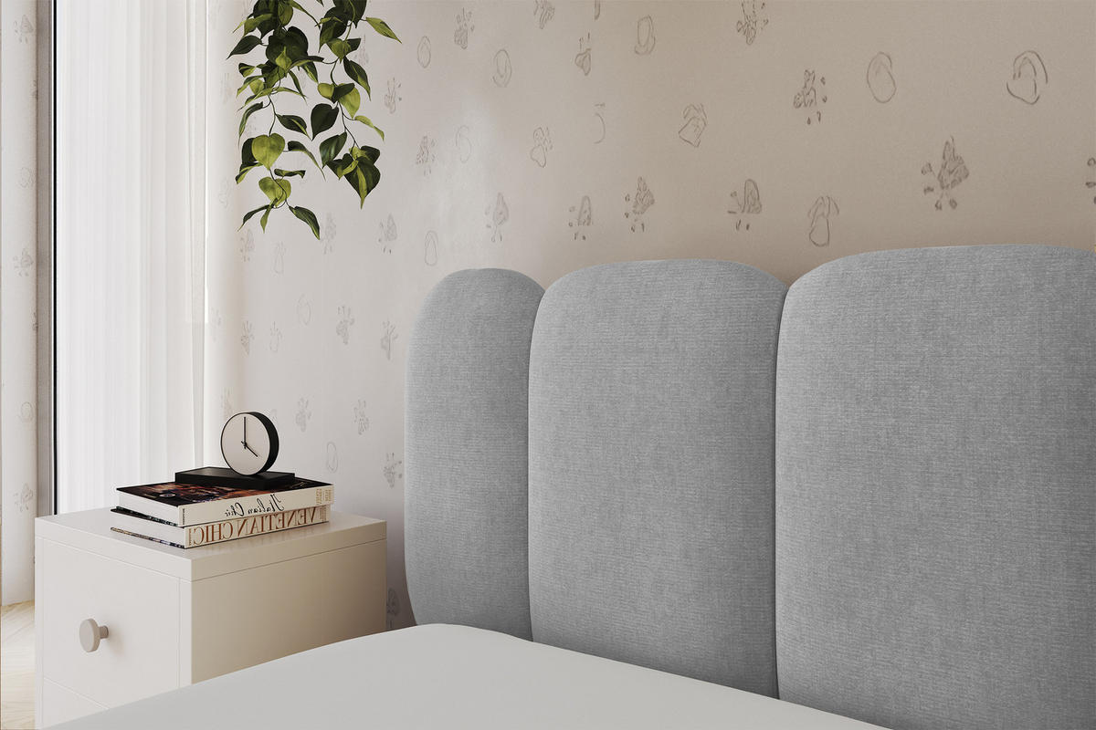 EINZELLBETT Jugendbett mit Bettkasten, Rechts - AVRY 100x200 Grau - Silberfarben, Holzwerkstoff/Textil (100/200cm) - ALTDECOR