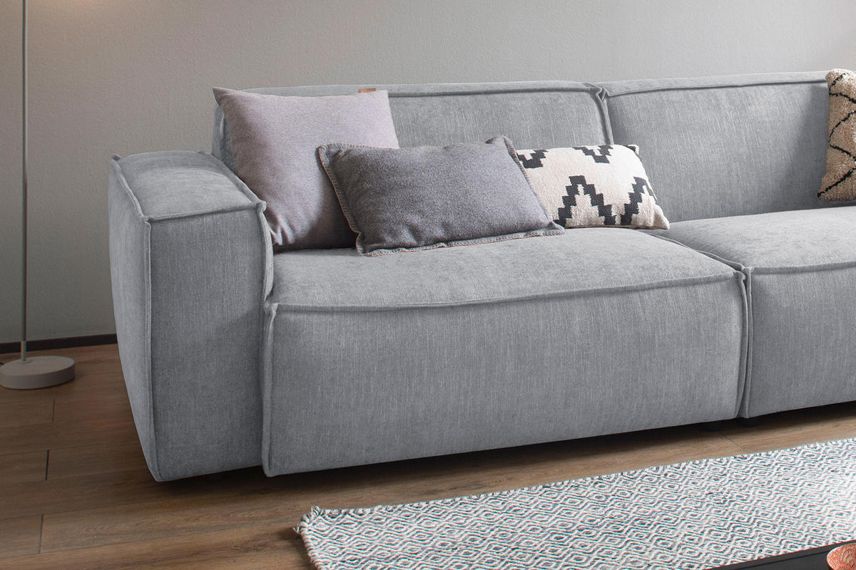 SOFA SAMU Hellgrau Webstoff - Hellgrau/Schwarz, Textil (236/72/106cm) - KAWOLA