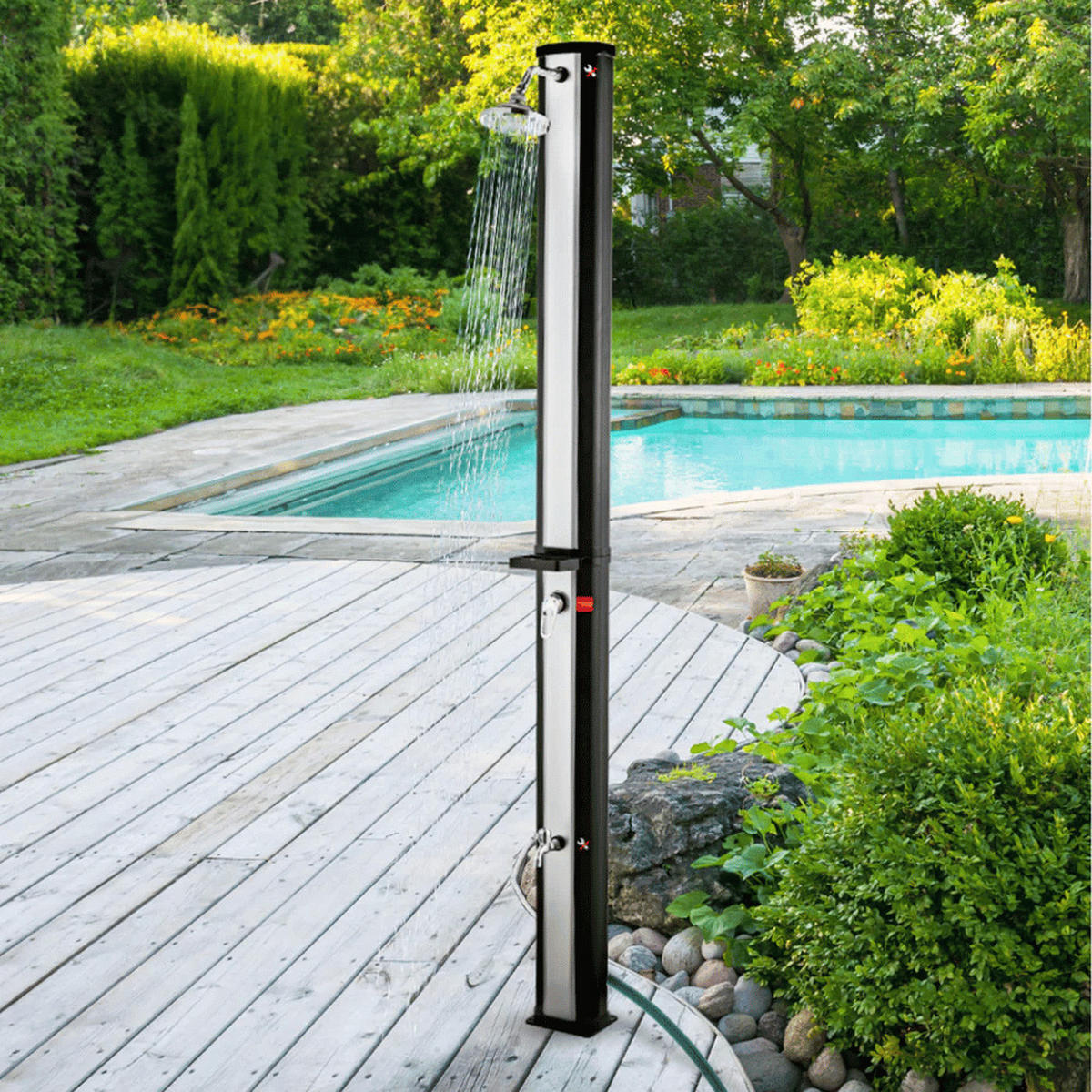 SOLARDUSCHE Outdoor 40 Liter Solar Gartendusche - Schwarz, Kunststoff (19/225/19cm) - DELUKE