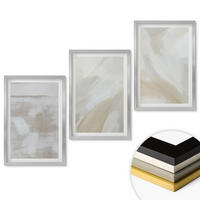 WANDBILDER 3er Set - 40x60 cm Silberner Rahmen - Abstrakte Pinselstriche - Silberfarben, Kunststoff (40/60cm) - ArtPrintCave