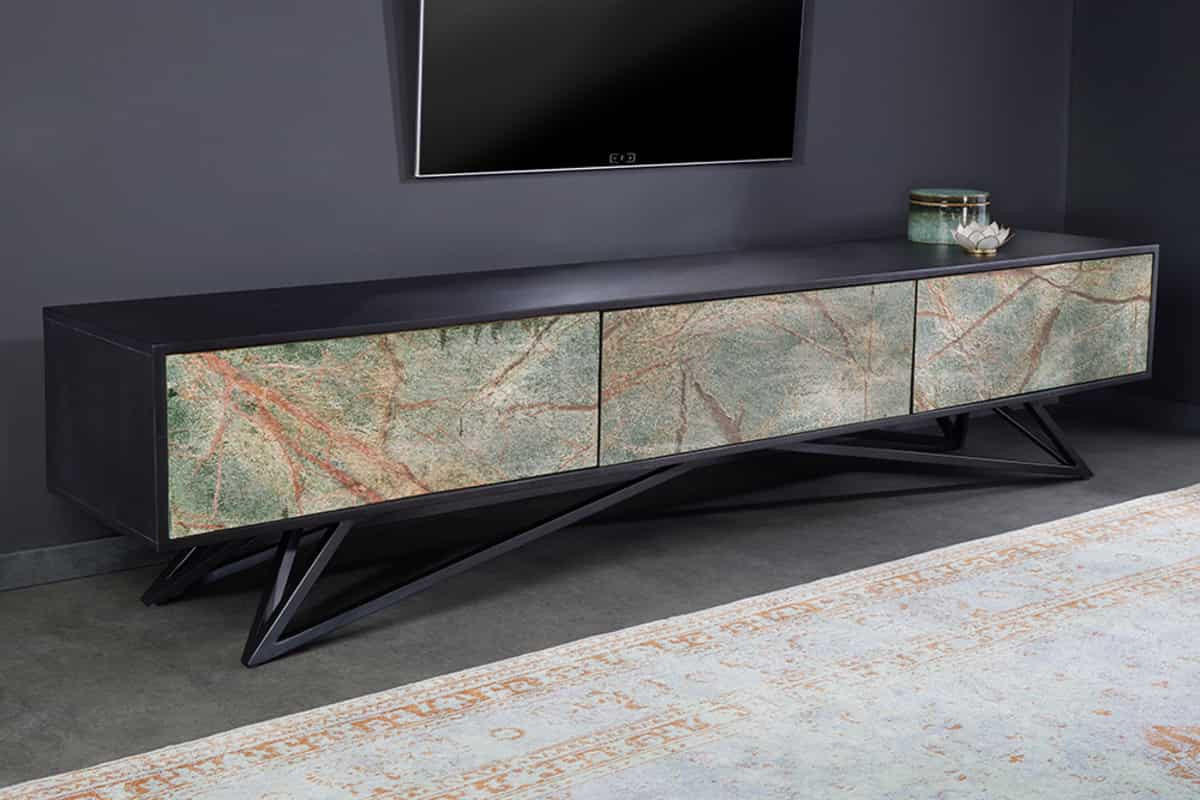 TV LOWBOARD MOUNTAIN SOUL Akazie 200cm - Multicolor/Schwarz, Holz/Stein (200/50/38cm) - riess-ambiente