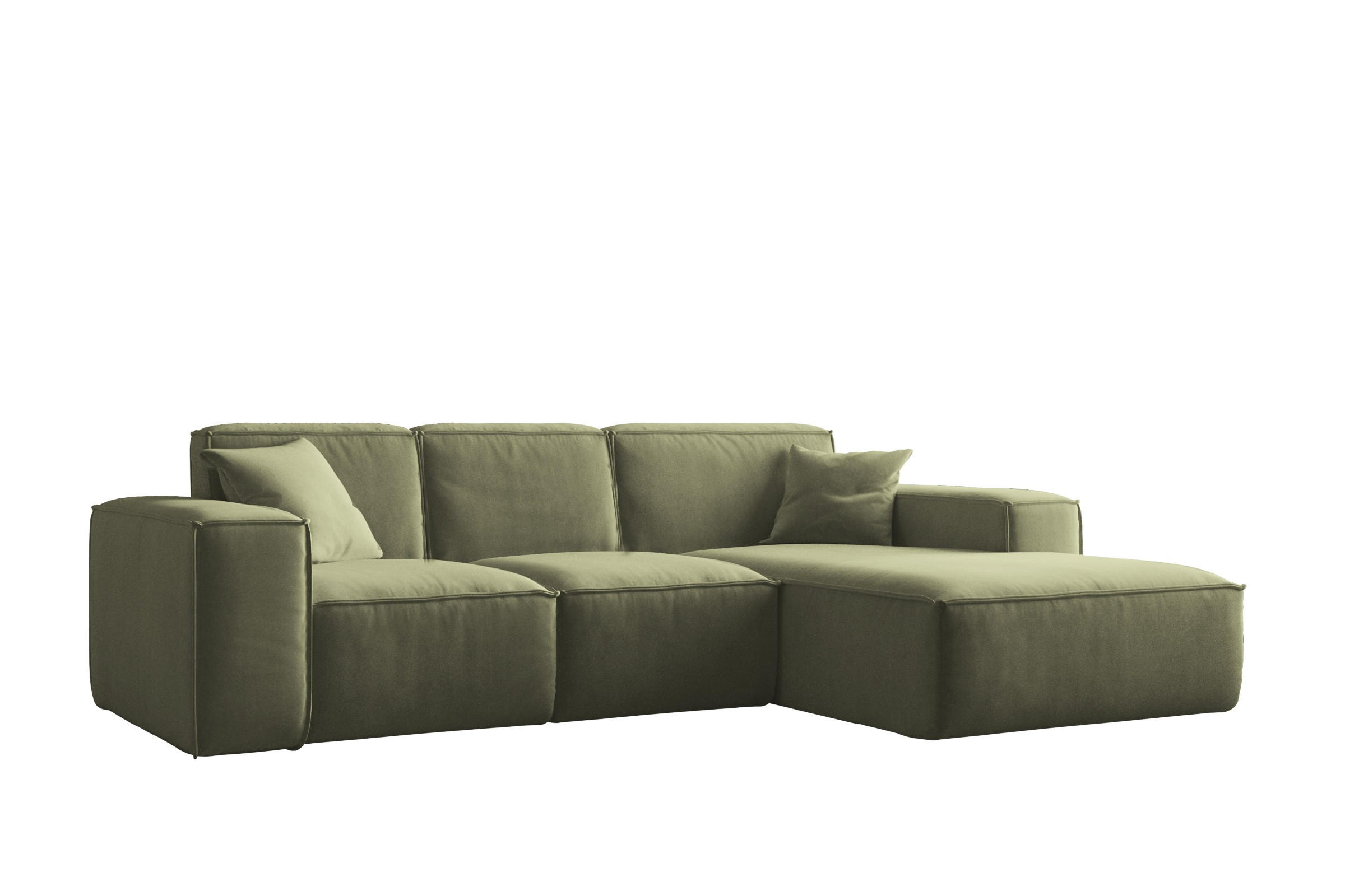 ECKSOFA, Sofa L form, Couch L form Siena L stoff Salvador Olive Rechts - Olivgrün, Holz (266/165cm) - Kaiser Möbel