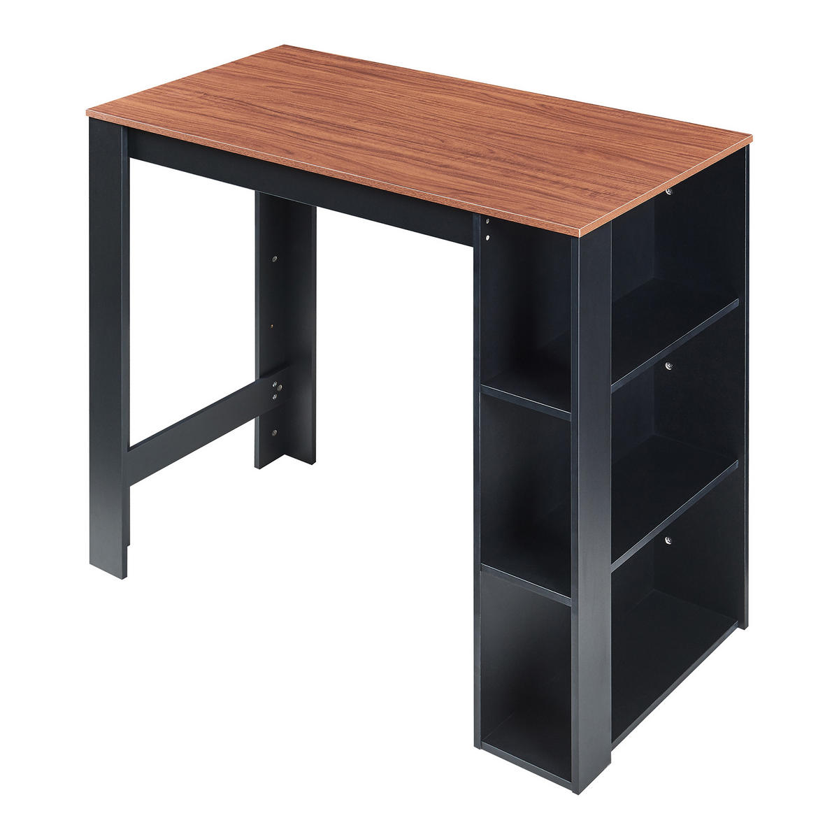 BAROVÝ STŮL Danderyd - černá/barva vlašského ořechu, kompozitní dřevo (60/120/105.5cm) - [en.casa]