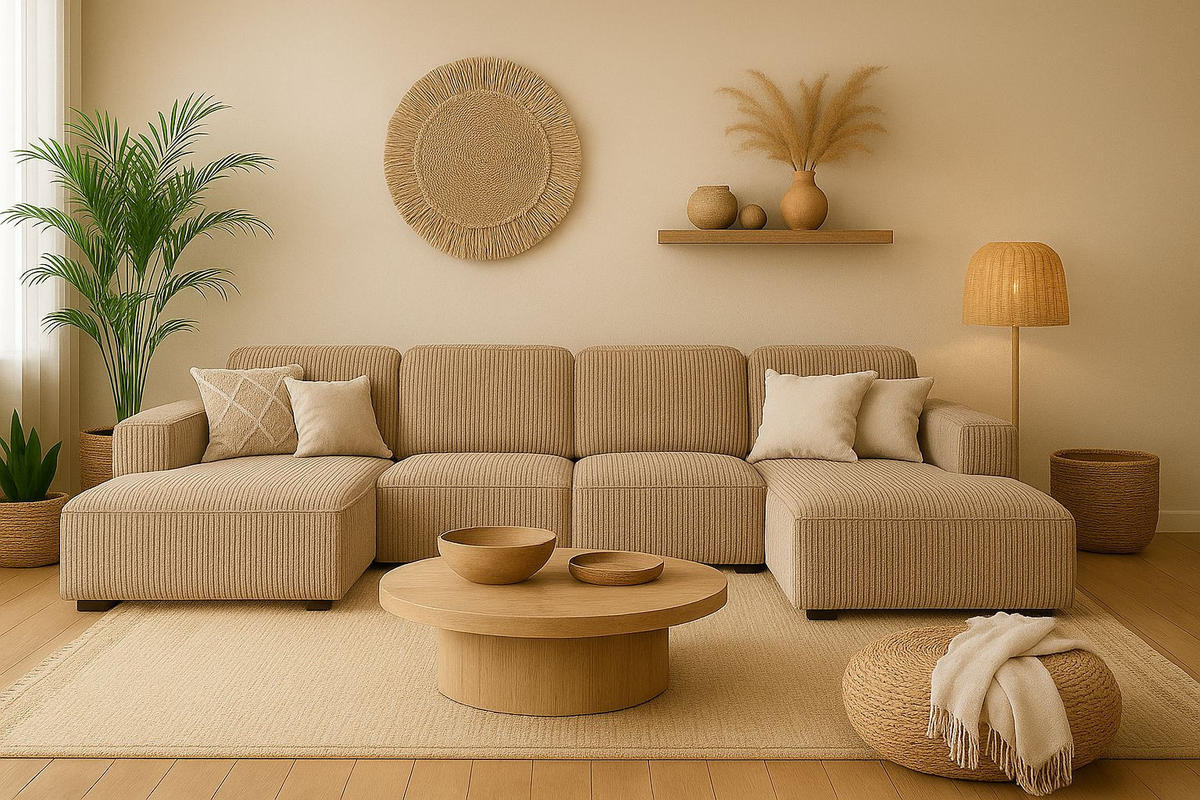 ECKSOFA Cursal U-Form, Stoff Poso, Dunkelbeige - Beige, Holz (364/166cm) - Kaiser Möbel