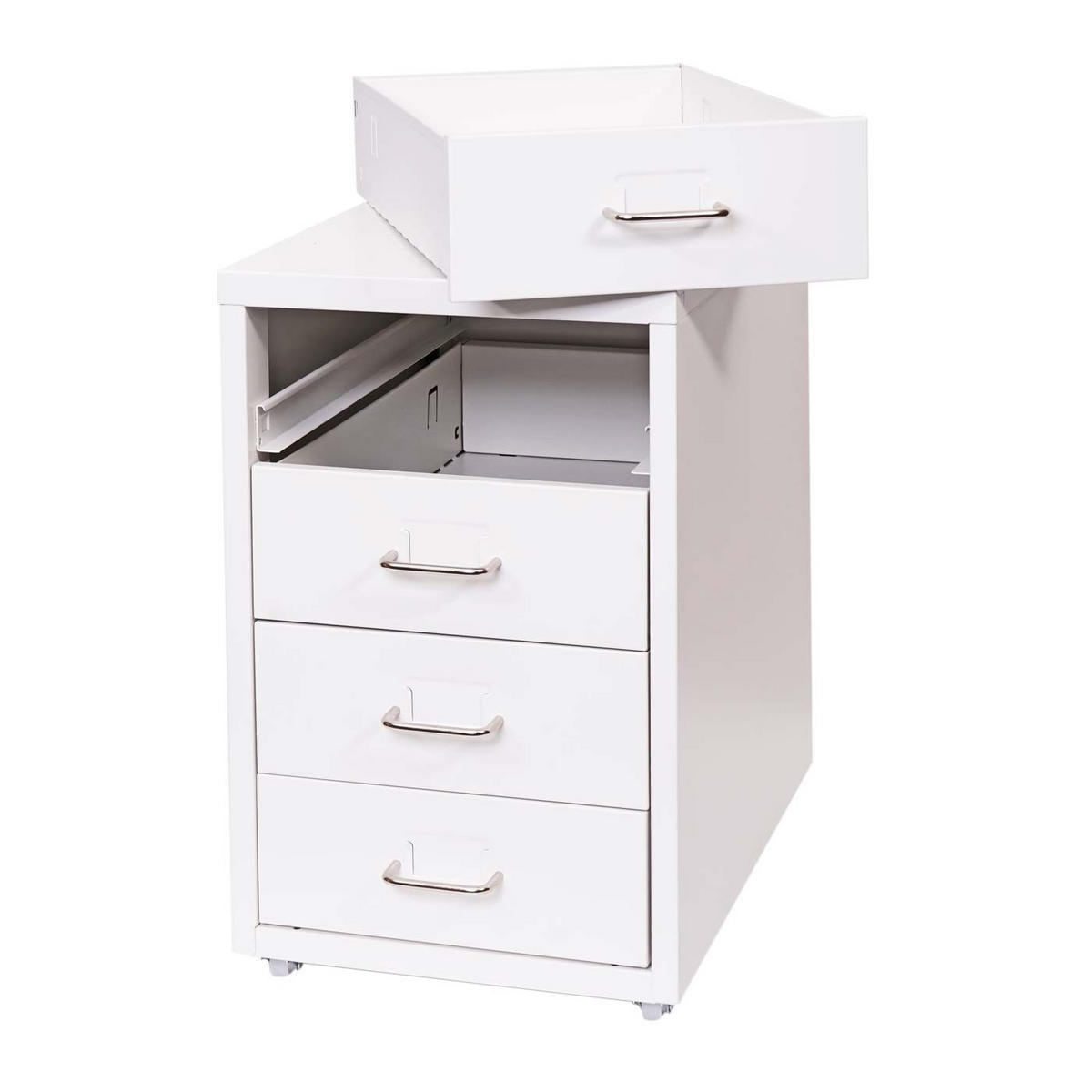 ROLLCONTAINER Housten 48x28x41cm 4 Schubladen Weiß - Weiß, Metall (28/48/41cm) - PROREGAL