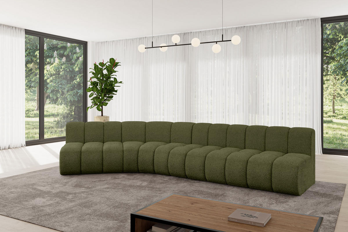 ECKSOFA modulares Sofa Montra-L2 - 381x174x70 cm Grün - Grün, Holzwerkstoff/Textil (381/174cm) - ALTDECOR