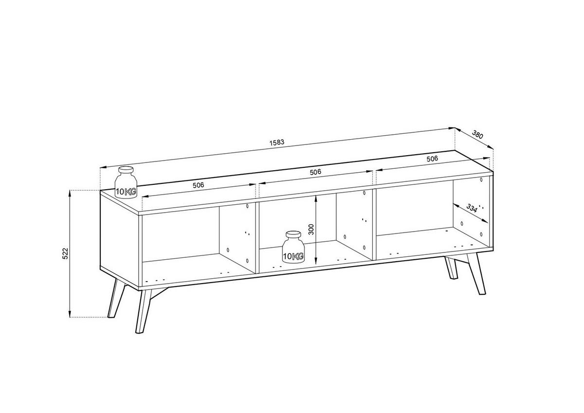 TV-SCHRANK Firr Eukalyptus - Eukalyptusholzfarben, Holzwerkstoff (158/52/38cm) - Bettso