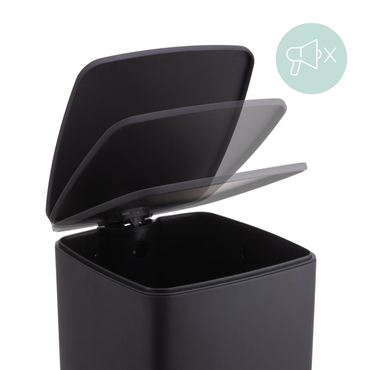 MÜLLEIMER - Schwarz, Kunststoff/Metall (29/53/34cm) - Relaxdays