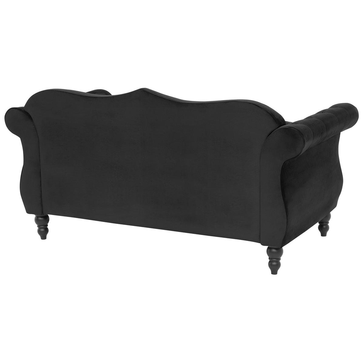 2-SITZER-SOFA Samtstoff Schwarz Skien - Schwarz, Textil (165/91/83cm) - Beliani