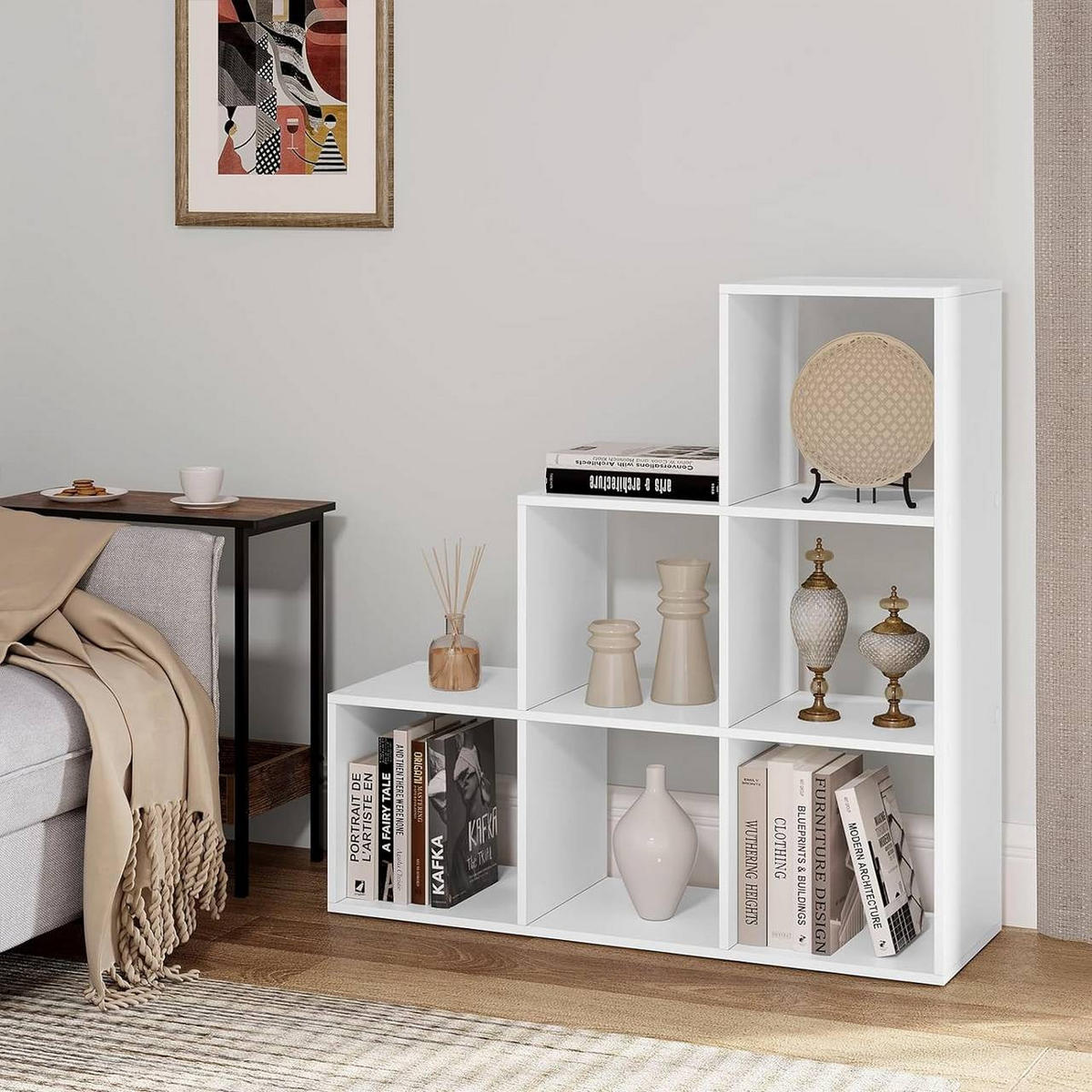 BÜCHERREGAL mit 6 Fächern, 90x29x90 cm, Weiß - Weiß, Holzwerkstoff (90/90/29cm) - Woltu