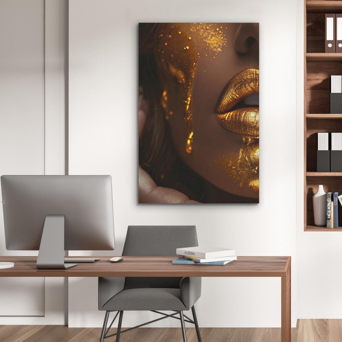 AKUSTIKBILD Frau - Gold - Luxus - Porträt Wanddeko 60x90 cm - Goldfarben, Kunststoff (60/90/0.9cm) - MuchoWow