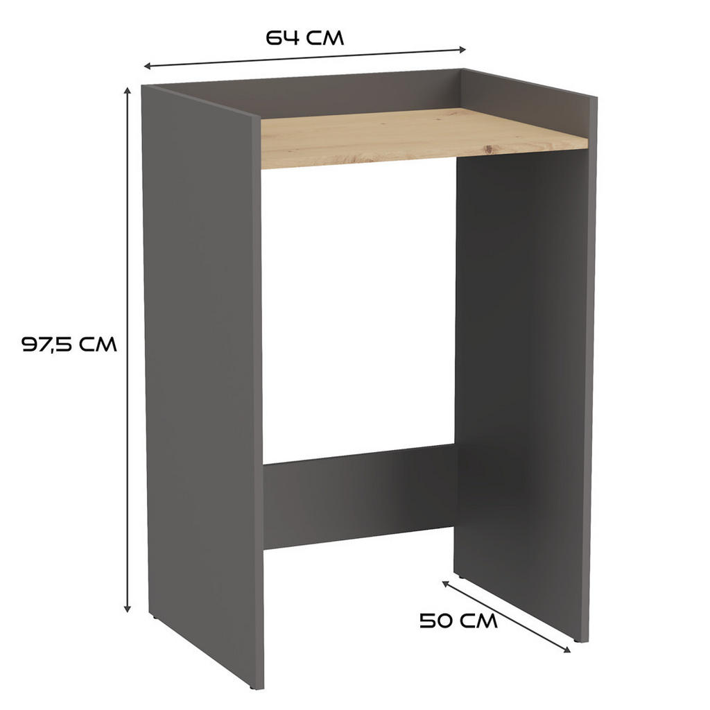 Thumbnail - 3XE Living Waschmaschinenschrank, Grau, Braun, Holzwerkstoff, 50x97.5x64 cm, Waschküche, Waschmaschinenschrank