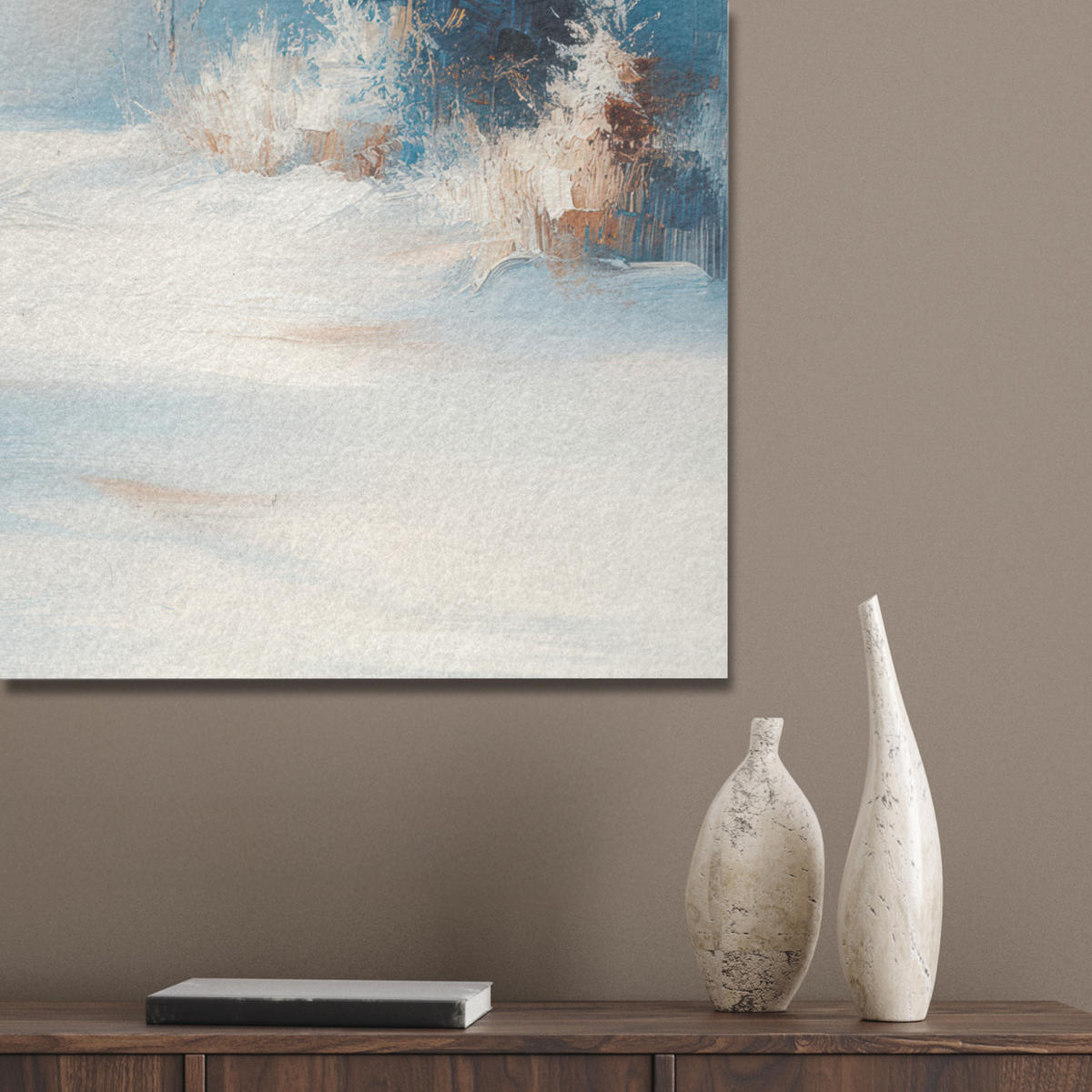 AKUSTIKBILD Wald - Winter - Natur - Abstrakt - Schnee Akustikpaneele 80x80 cm - Weiß, Kunststoff (80/80/0.9cm) - MuchoWow