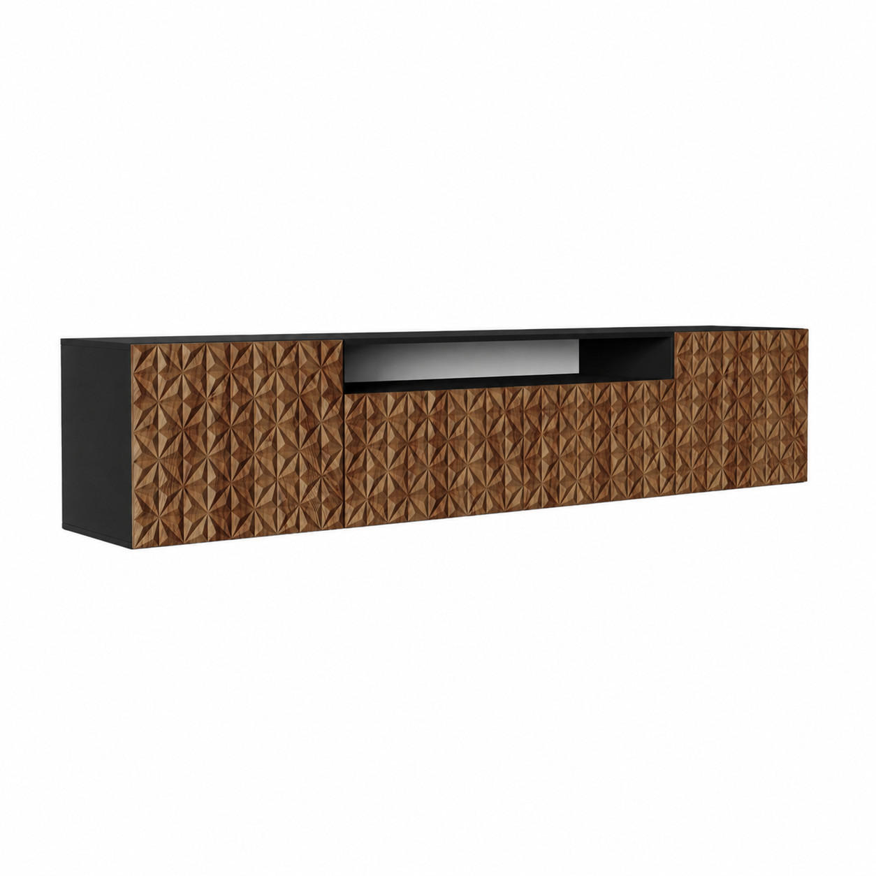 TV-SCHRANK Cali 200 cm, dreitürig, schwarz, catania - Schwarz/Braun, Kunststoff (200/40/41cm) - Margaret Hadas24