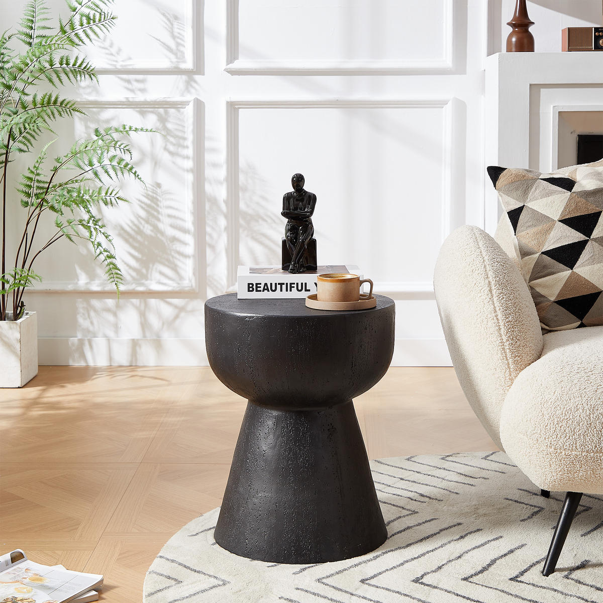 BEISTELLTISCH Rund Schwarz 45 x 45 x 52 cm - Schwarz, Metall (40/40/51cm) - Nordlys