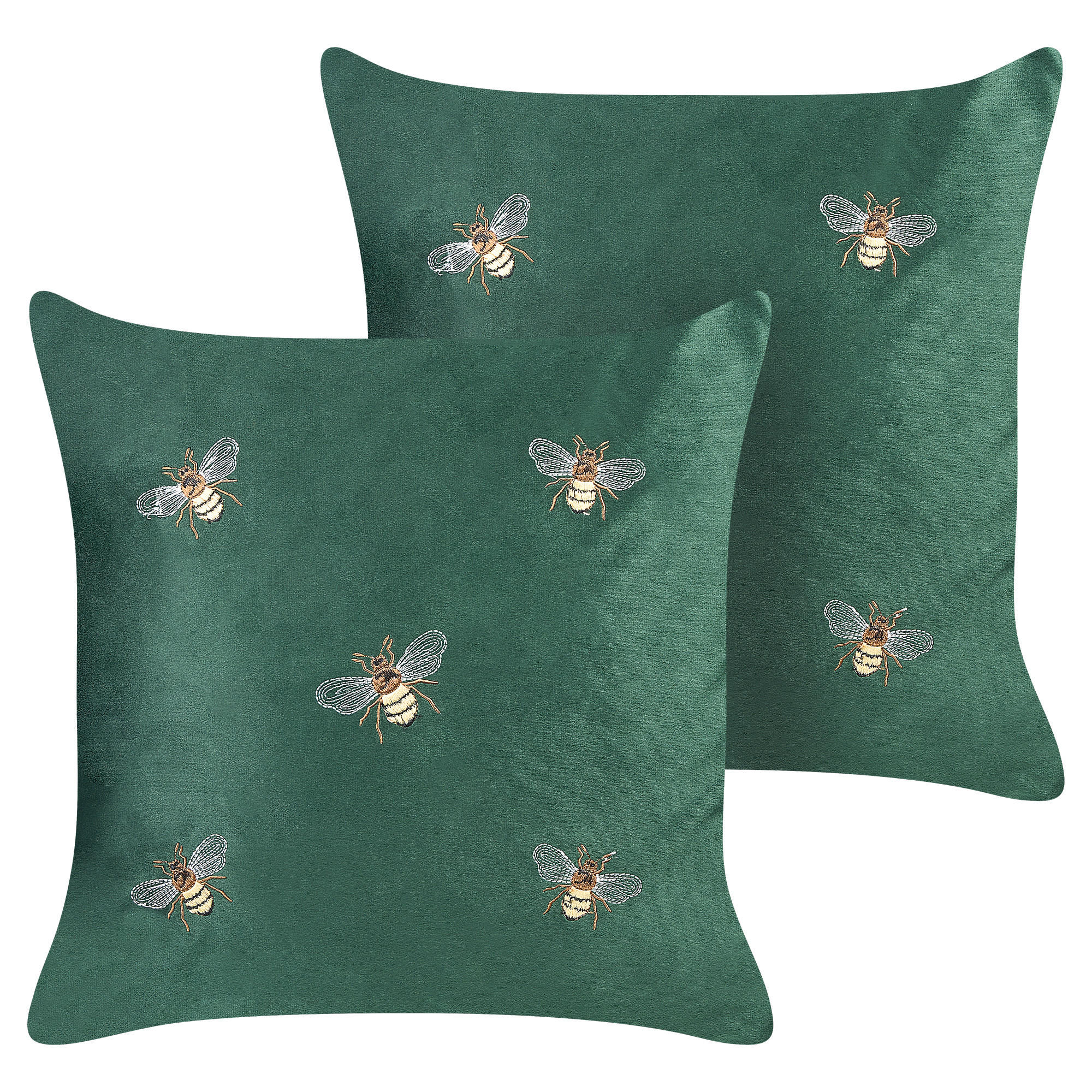 DEKOKISSEN 2er-Set Smaragdgrün 45/45 cm Talinum - Smaragdgrün, Textil (45/45cm) - Beliani
