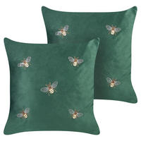 DEKOKISSEN 2er-Set Smaragdgrün 45/45 cm Talinum - Smaragdgrün, Textil (45/45cm) - Beliani