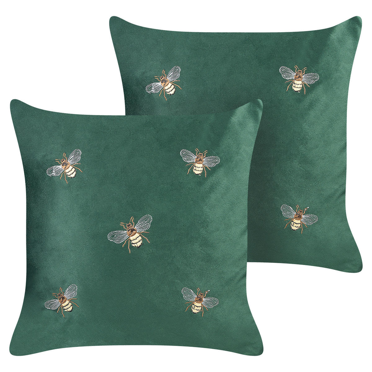 DEKOKISSEN 2er-Set Smaragdgrün 45/45 cm Talinum - Smaragdgrün, Textil (45/45cm) - Beliani