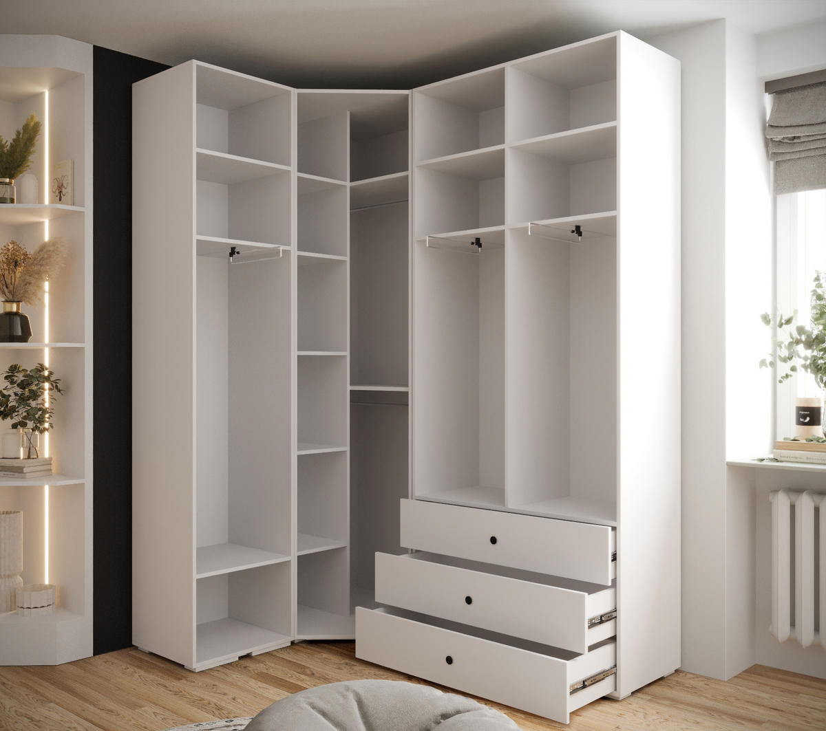 GARDEROBEN-SET 236,7/181,7/47 - Schwarz/Weiß, Holz/Kunststoff (181.7/236.7/47cm) - Abiks Möbel