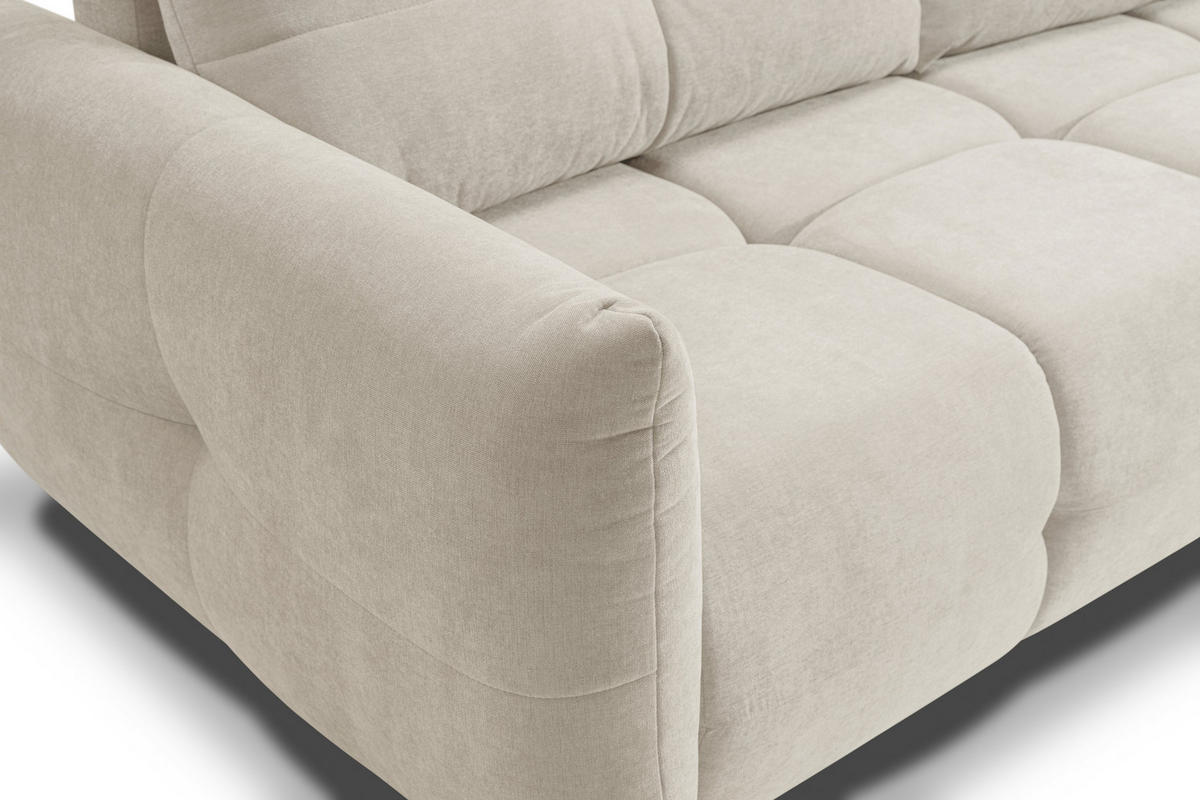 BETTSOFA MODA Beige Chenille-Stoff mit Schlaffunktion - Beige, Holz (245/86/110cm) - MASSENO