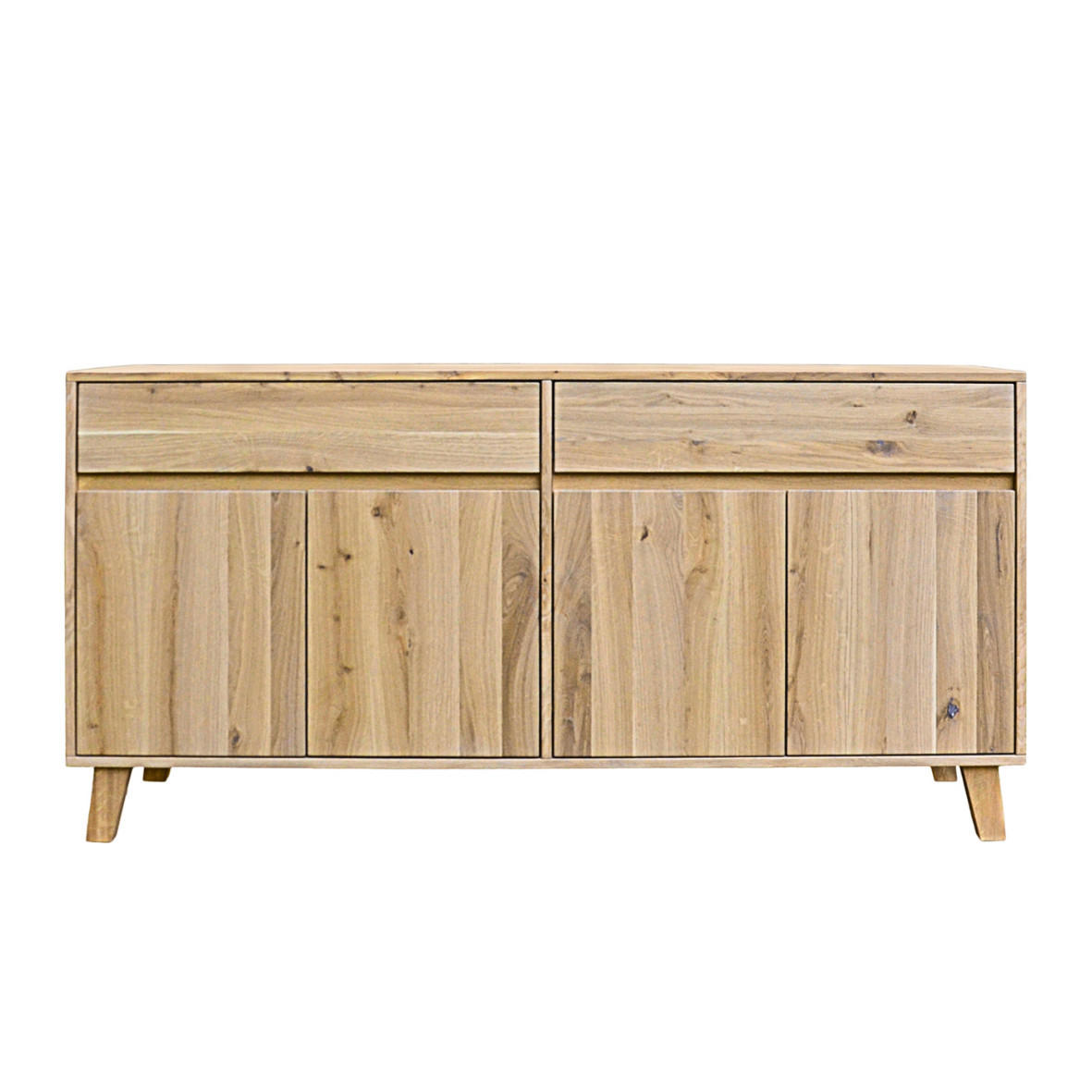 KOMMODE aus Eichenholz mit 2 Schubladen und 2 Schränken NESS I - Eichefarben, Eichenholz/Holz (180/90/45cm) - Rawood Furniture