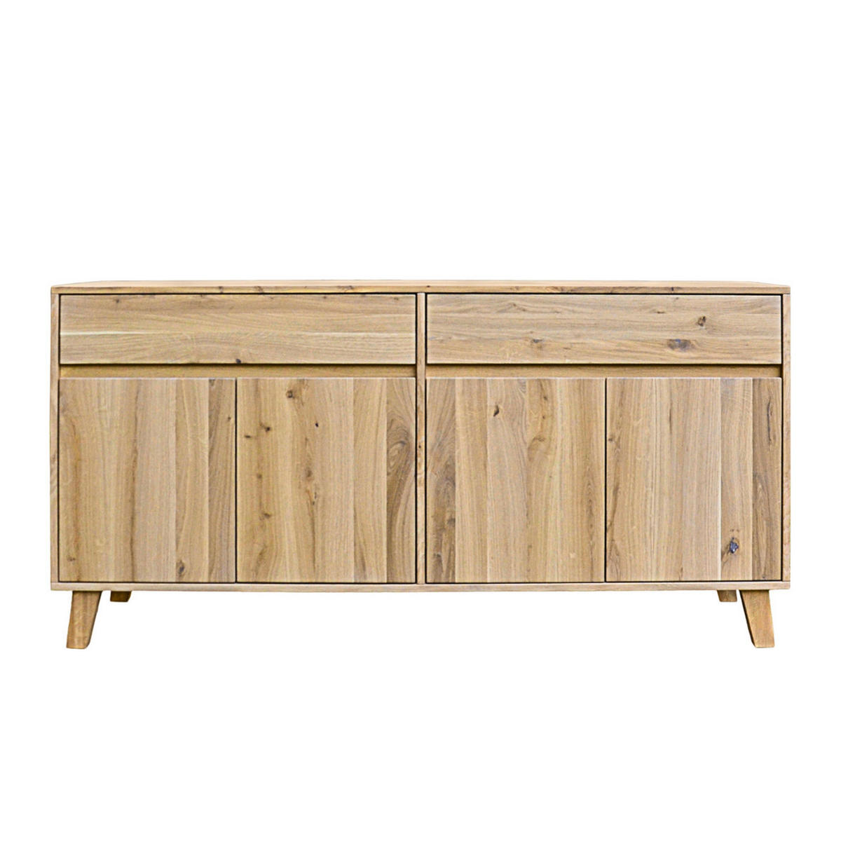 KOMMODE aus Eichenholz mit 2 Schubladen und 2 Schränken NESS I - Eichefarben, Eichenholz/Holz (180/90/45cm) - Rawood Furniture