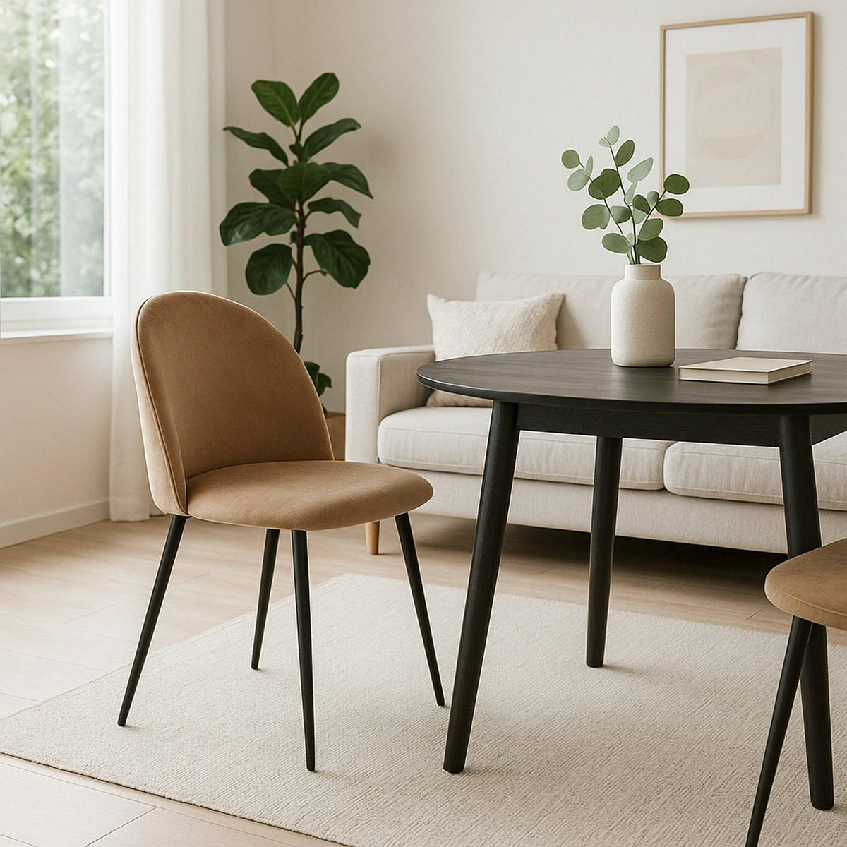 STUHL Beige 535/505/815 cm - Schwarz, Metall (50.5/81.5/53.5cm) - DMORA