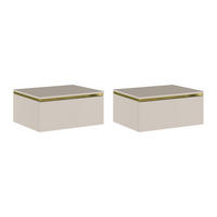 NACHTTISCHE 2er-Set hängend mit 1 Schublade - Beige & Goldfarben - VUKIA - Beige, Holz (48.5/19.8/38.2cm) - Vente-Unique