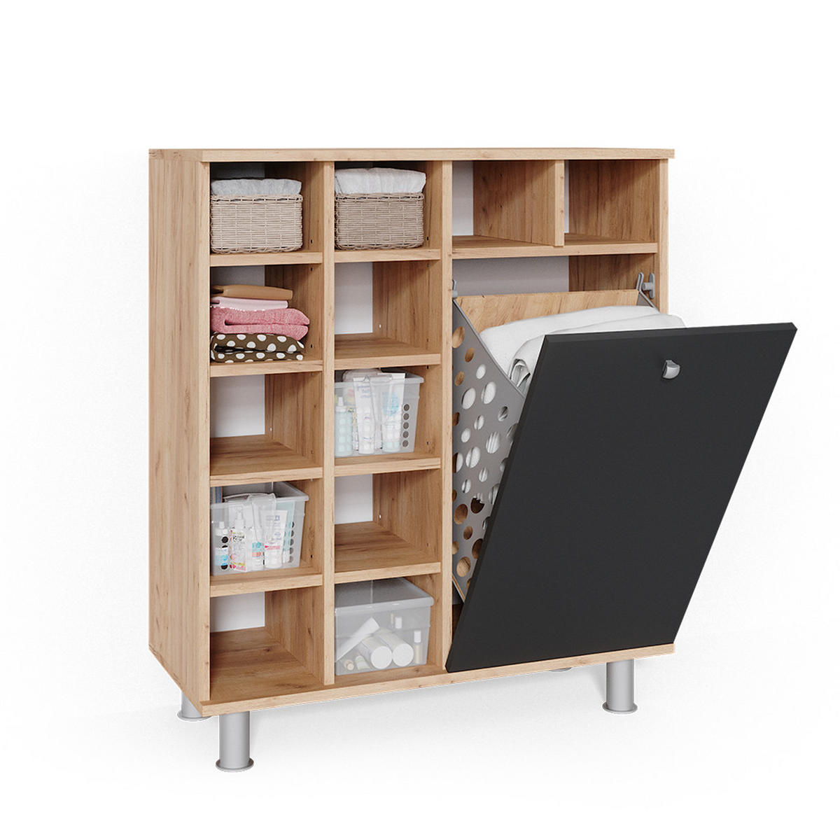 BADSCHRANK Fynn Anthrazit 78.4 x 91.6 cm - Anthrazit, Holzwerkstoff (78.4/91.6/34cm) - Vicco