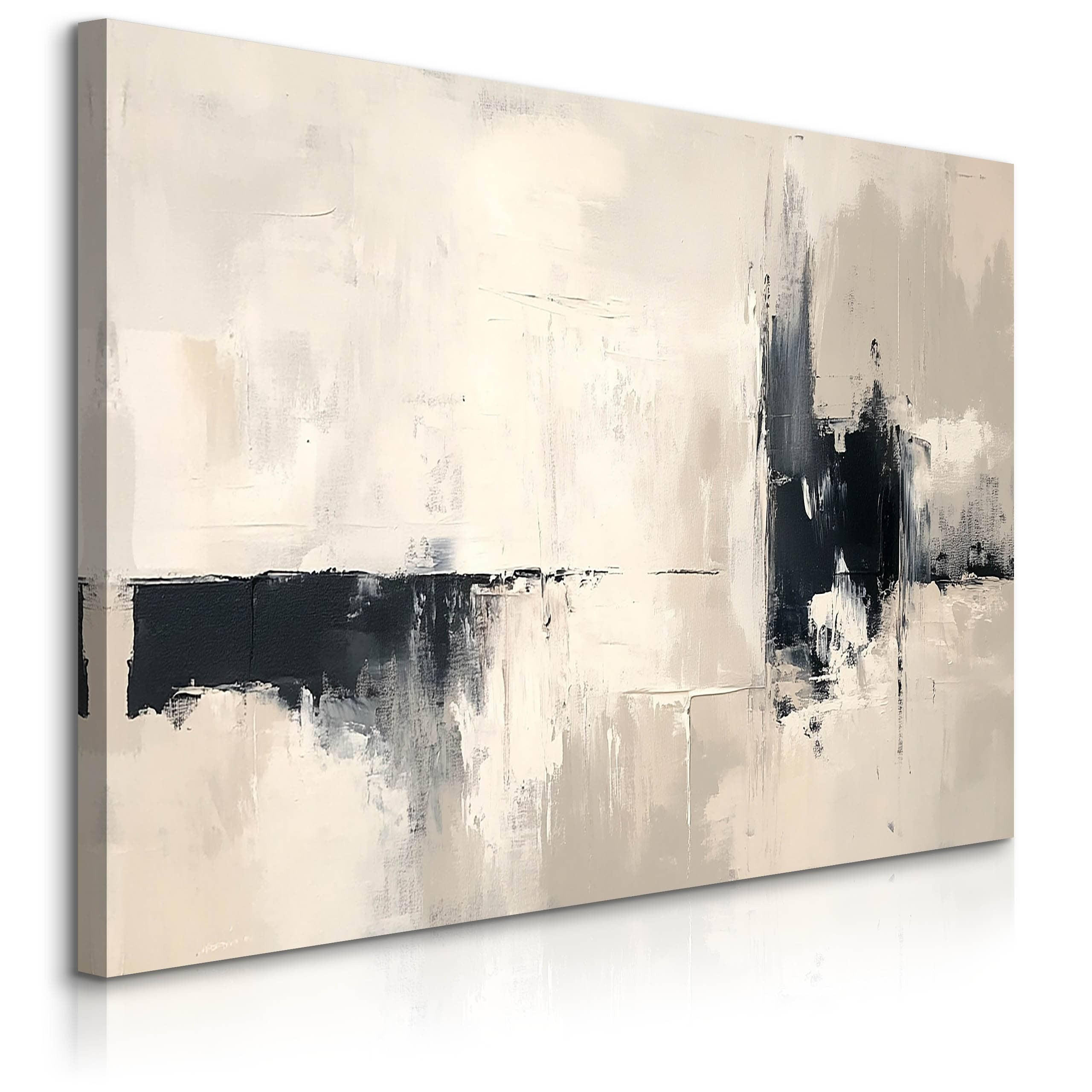 LEINWANDBILD Abstraktion Moderne Kunst Malarei 120x80 - Beige/Schwarz, Textil (120/80cm) - Muralo