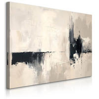 LEINWANDBILD Abstraktion Moderne Kunst Malarei 120x80 - Beige/Schwarz, Textil (120/80cm) - Muralo