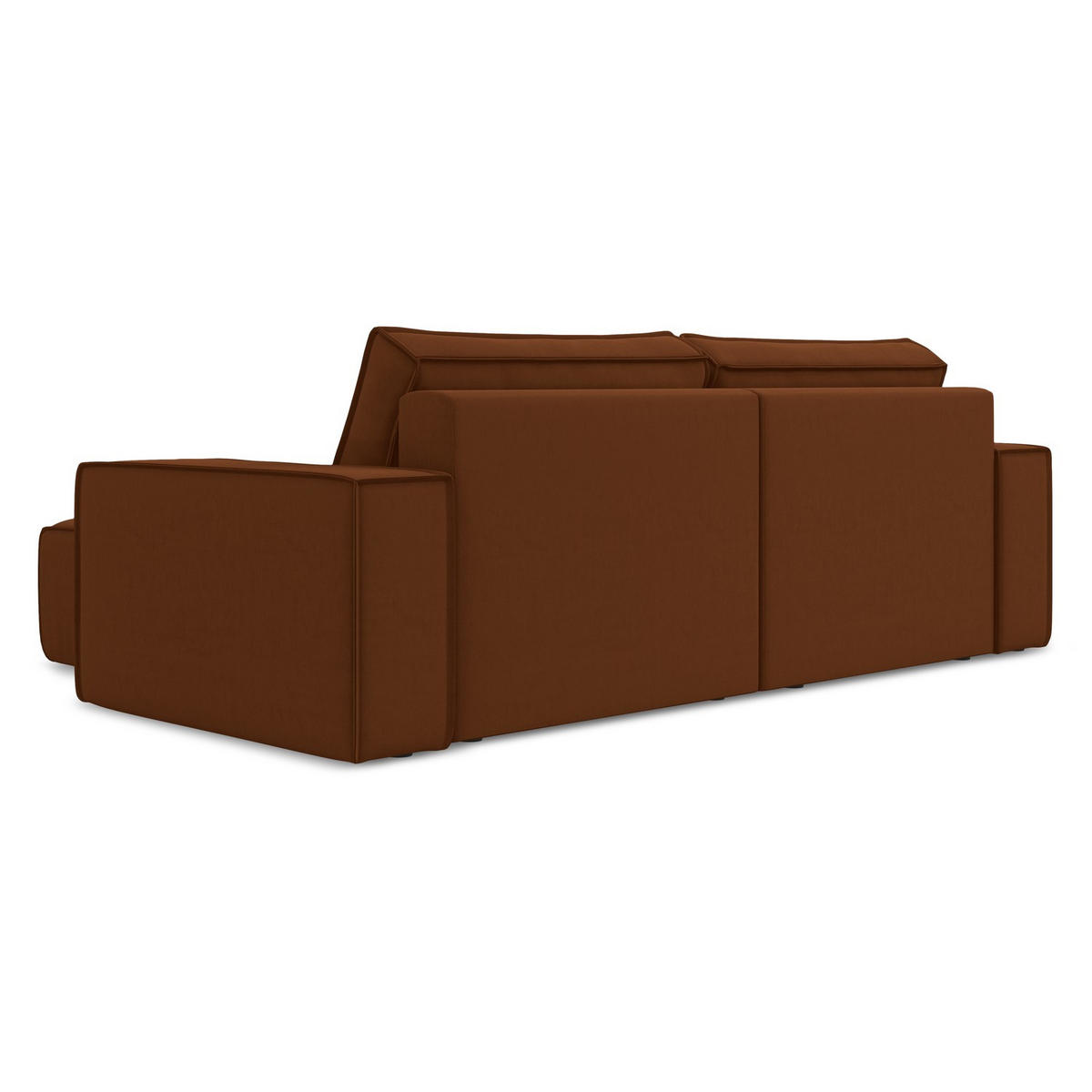 ECKSOFA mit Schlaffunktion Samt Stoff Orange - Terracotta/Schwarz, Kunststoff/Textil (257/148cm) - LaMiaSofa