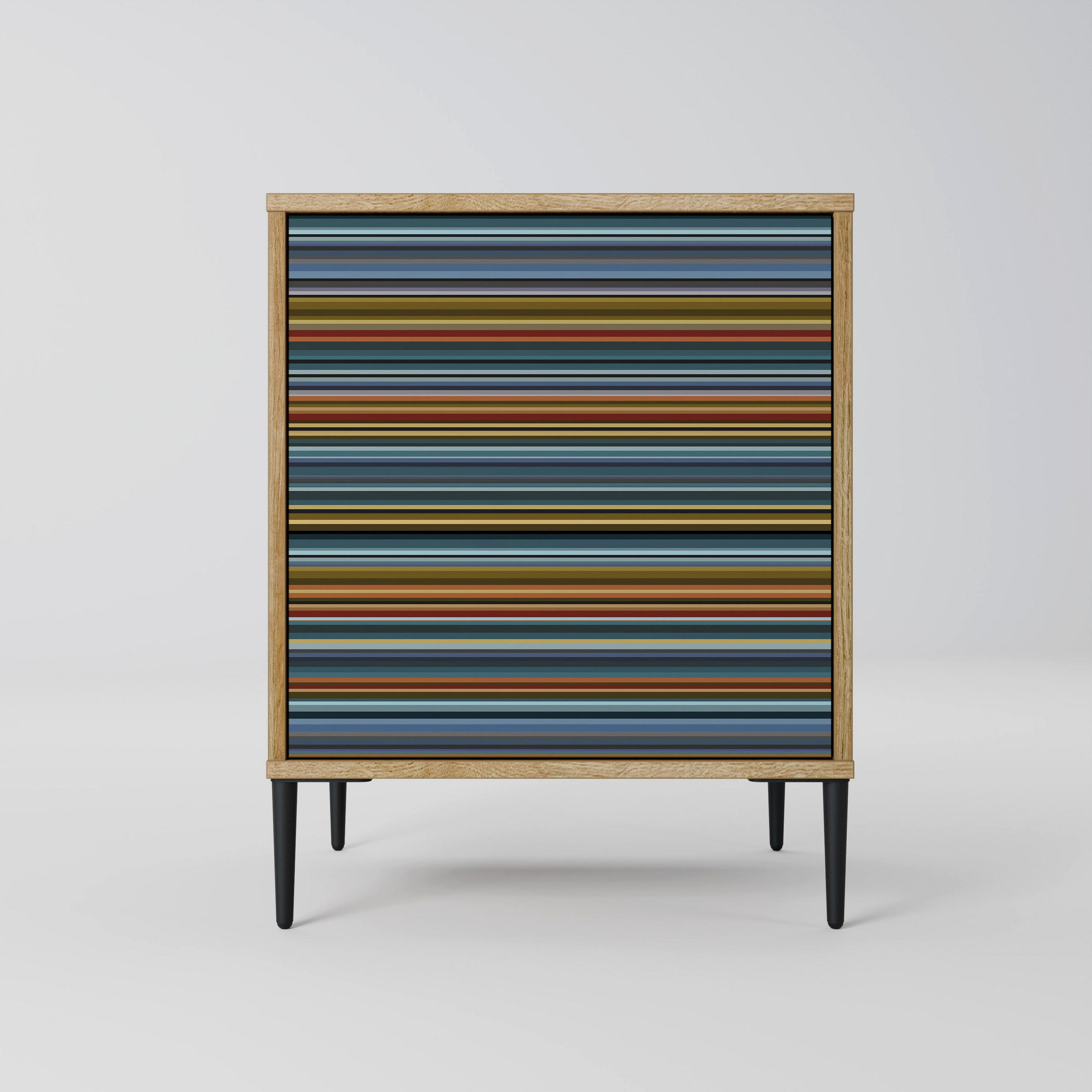 SIDEBOARD LINEOUT SPECTRUM, Eichefarben, 57,5x42x72,5 cm, Schwarze Metallfüße - Eichefarben/Multicolor, Holzwerkstoff/Metall (57.5/72.5/42cm) - SpaceRebels